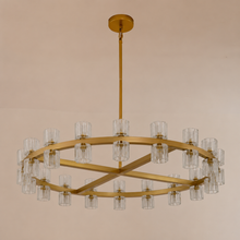 Arcachor Round Faceted Crystal Chandelier in Brass, 36", Main Light Off