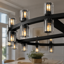 Arcachor Round Faceted Crystal Chandelier in Bronze, 36", Body Detail