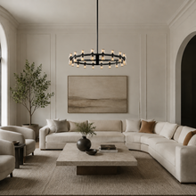 Arcachor Round Faceted Crystal Chandelier in Bronze, 36", Living Room