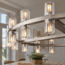 Arcachor Round Faceted Crystal Chandelier in Nickel, 36", Body Detail