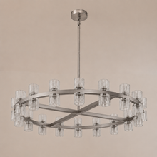 Arcachor Round Faceted Crystal Chandelier in Nickel, 36", Main Light Off