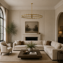 Arcachor Round Faceted Crystal Chandelier in Brass, 48", Main Light Off