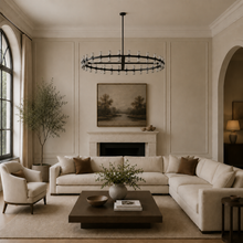 Arcachor Round Faceted Crystal Chandelier in Bronze, 48", Main Light Off