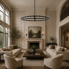 Arcachor Round Faceted Crystal Chandelier in Bronze, 60", Main Light Off