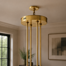 Arcachor Round Two-Tiered Faceted Crystal Chandelier in Brass, 60", Canopy Detail