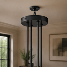 Arcachor Round Two-Tiered Faceted Crystal Chandelier in Bronze, 60", Canopy Detail
