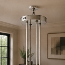 Arcachor Round Two-Tiered Faceted Crystal Chandelier in Nickel, 60", Canopy Detail