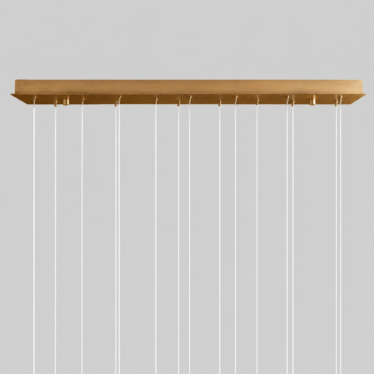 Arica Snowflake Alabaster Linear Chandelier, 48", Brass, Canopy Detail