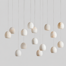Arica Snowflake Alabaster Linear Chandelier, 48", Brass, Main Light Off