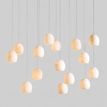 Arica Snowflake Alabaster Linear Chandelier, 48", Brass, Main Light On