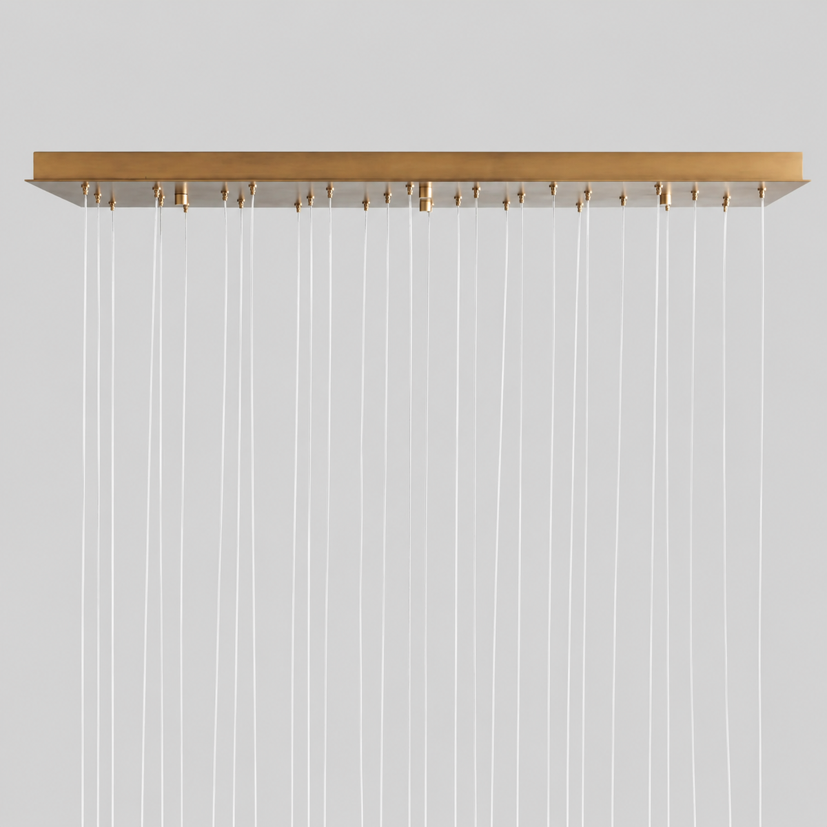 Arica Snowflake Alabaster Linear Chandelier, 57", Brass, Canopy Detail