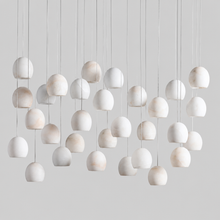 Arica Snowflake Alabaster Linear Chandelier, 57", Brass, Main Light Off