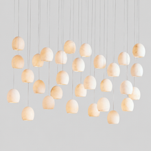 Arica Snowflake Alabaster Linear Chandelier, 57", Brass, Main Light On