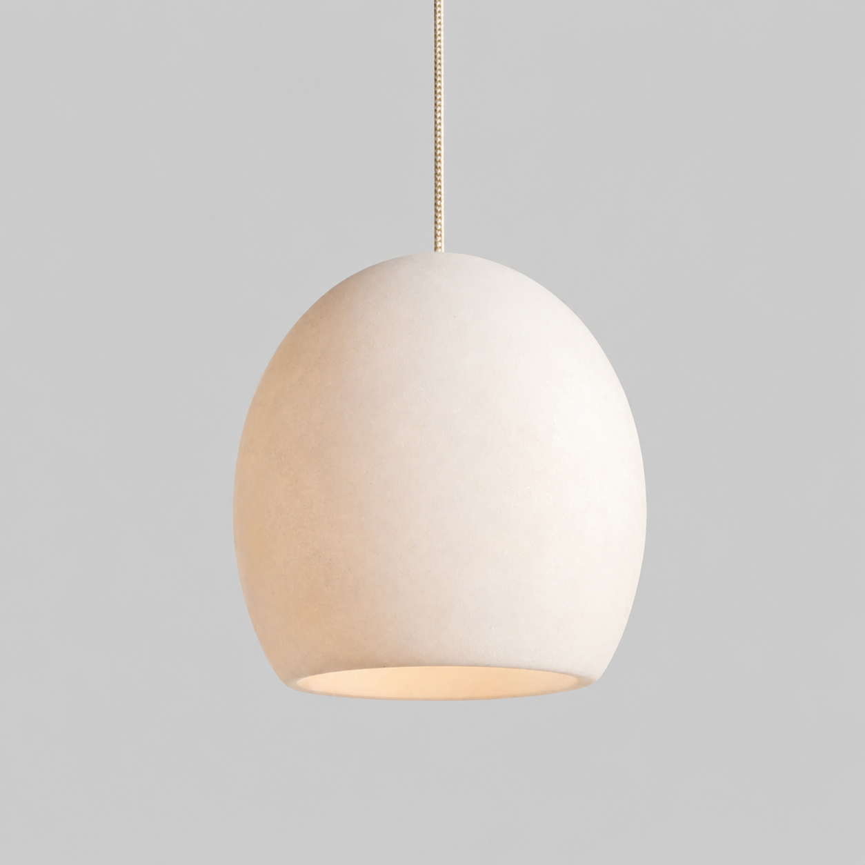 Arica Snowflake Alabaster Pendant in Brass, Main Light On