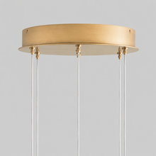 Arica Snowflake Alabaster Round Chandelier, 16", Brass, Canopy Detail
