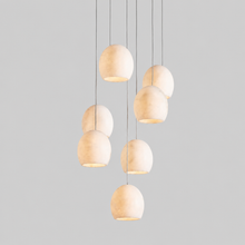 Arica Snowflake Alabaster Round Chandelier, 16", Brass, Main Light On