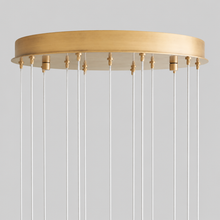 Arica Snowflake Alabaster Round Chandelier, 24", Brass, Canopy Detail