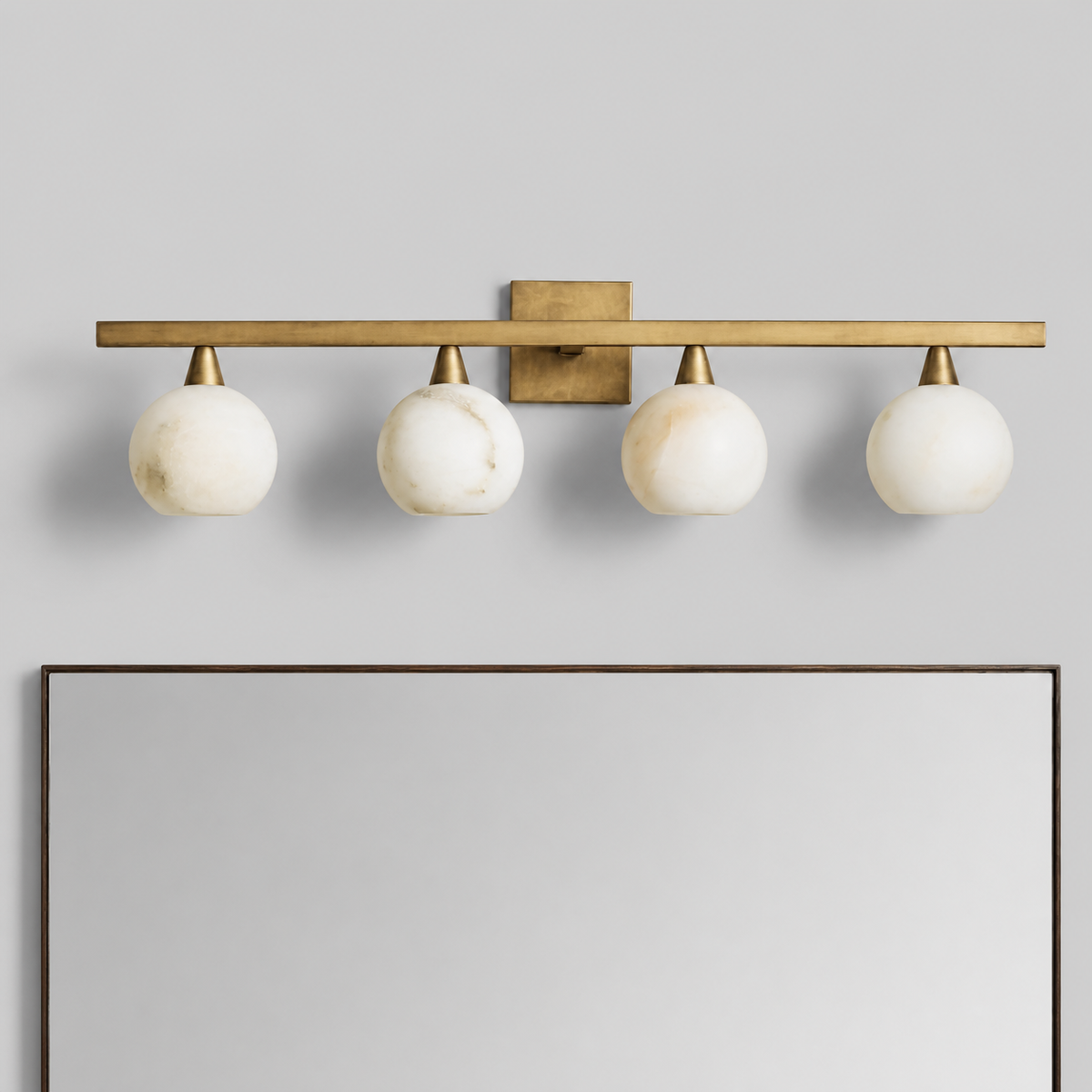 Arica Snowflake Alabaster Wall Lighting, 38", Brass, Main Light Off