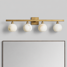 Arica Snowflake Alabaster Wall Lighting, 38", Brass, Main Light Off