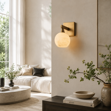 Arica Snowflake Alabaster Wall Lighting, 6", Brass, Living Room