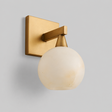 Arica Snowflake Alabaster Wall Lighting, 6", Brass, Main Light Off