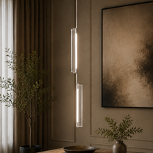 Audubor Crystal Prism Pendant in Nickel, Main Light On