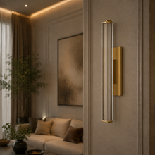 Audubor Crystal Prism Wall Lighting in Brass, 4.7″, Main Light Off