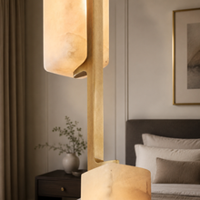 Audubor Linear Alabaster Prism Chandelier in Brass, Body Detail