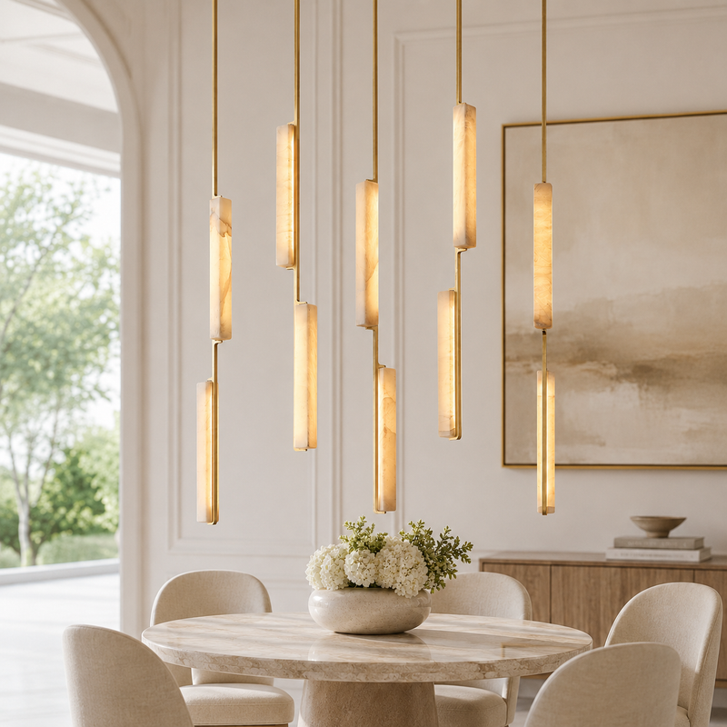 Audubor Linear Alabaster Prism Chandelier
