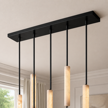 Audubor Linear Alabaster Prism Chandelier in Bronze, Canopy Detail