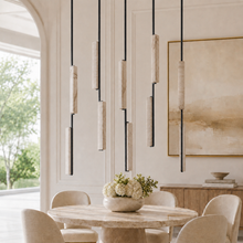 Audubor Linear Alabaster Prism Chandelier in Bronze, Main Light Off