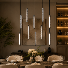 Audubor Linear Crystal Prism Chandelier in Bronze, Main Light Off