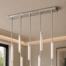 Audubor Linear Crystal Prism Chandelier in Nickel, Canopy Detail
