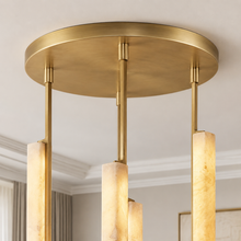 Audubor Round Alabaster Prism Chandelier in Brass, 24″, Canopy Detail