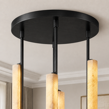 Audubor Round Alabaster Prism Chandelier in Bronze, 24″, Canopy Detail