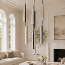 Audubor Round Alabaster Prism Chandelier in Bronze, 24″, Main Light Off