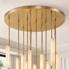 Audubor Round Alabaster Prism Chandelier in Brass, 56″, Canopy Detail