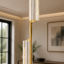 Audubor Round Crystal Prism Chandelier in Brass, 24", Body Detail
