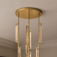 Audubor Round Crystal Prism Chandelier in Brass, 24", Canopy Detail