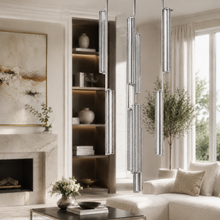 Audubor Round Crystal Prism Chandelier in Nickel, 24", Main Light Off