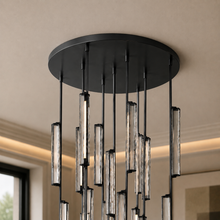 Audubor Round Crystal Prism Chandelier in Bronze, 40", Canopy Detail