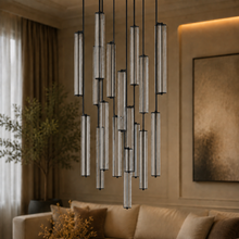 Audubor Round Crystal Prism Chandelier in Bronze, 40", Main Light Off