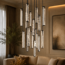 Audubor Round Crystal Prism Chandelier in Bronze, 40", Main Light On