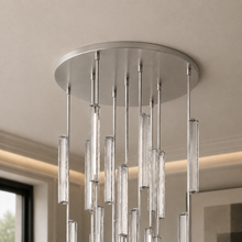 Audubor Round Crystal Prism Chandelier in Nickel, 40", Canopy Detail