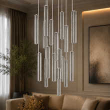 Audubor Round Crystal Prism Chandelier in Nickel, 40", Main Light Off