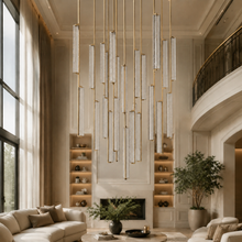 Audubor Round Crystal Prism Chandelier in Brass, 56", Main Light Off
