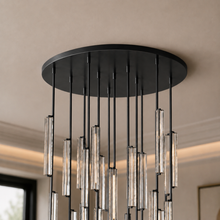 Audubor Round Crystal Prism Chandelier in Bronze, 56", Canopy Detail