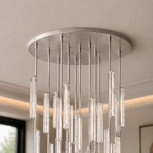 Audubor Round Crystal Prism Chandelier in Nickel, 56", Canopy Detail