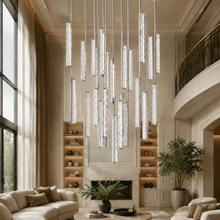 Audubor Round Crystal Prism Chandelier in Nickel, 56", Main Light On