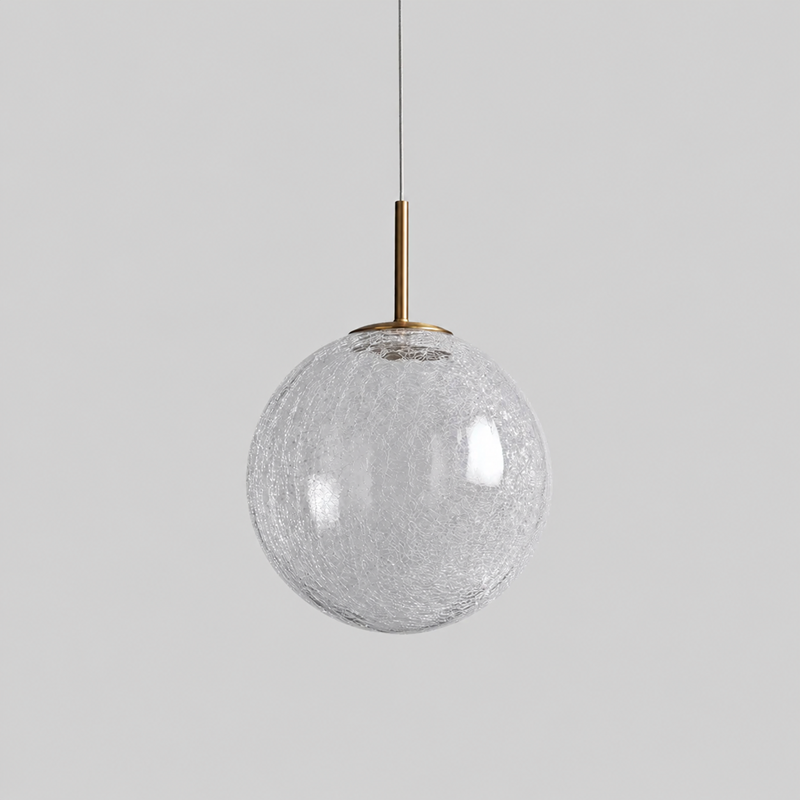 Casen Glass Pendant with Crackle Glass, Main Light Off
